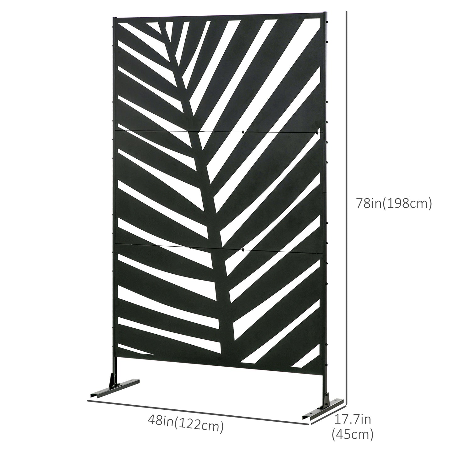 Metal Outdoor Privacy Screen, 48" x 78" H Decorative Outdoor Divider with Stand and Expansion Screws, Freestanding Priva