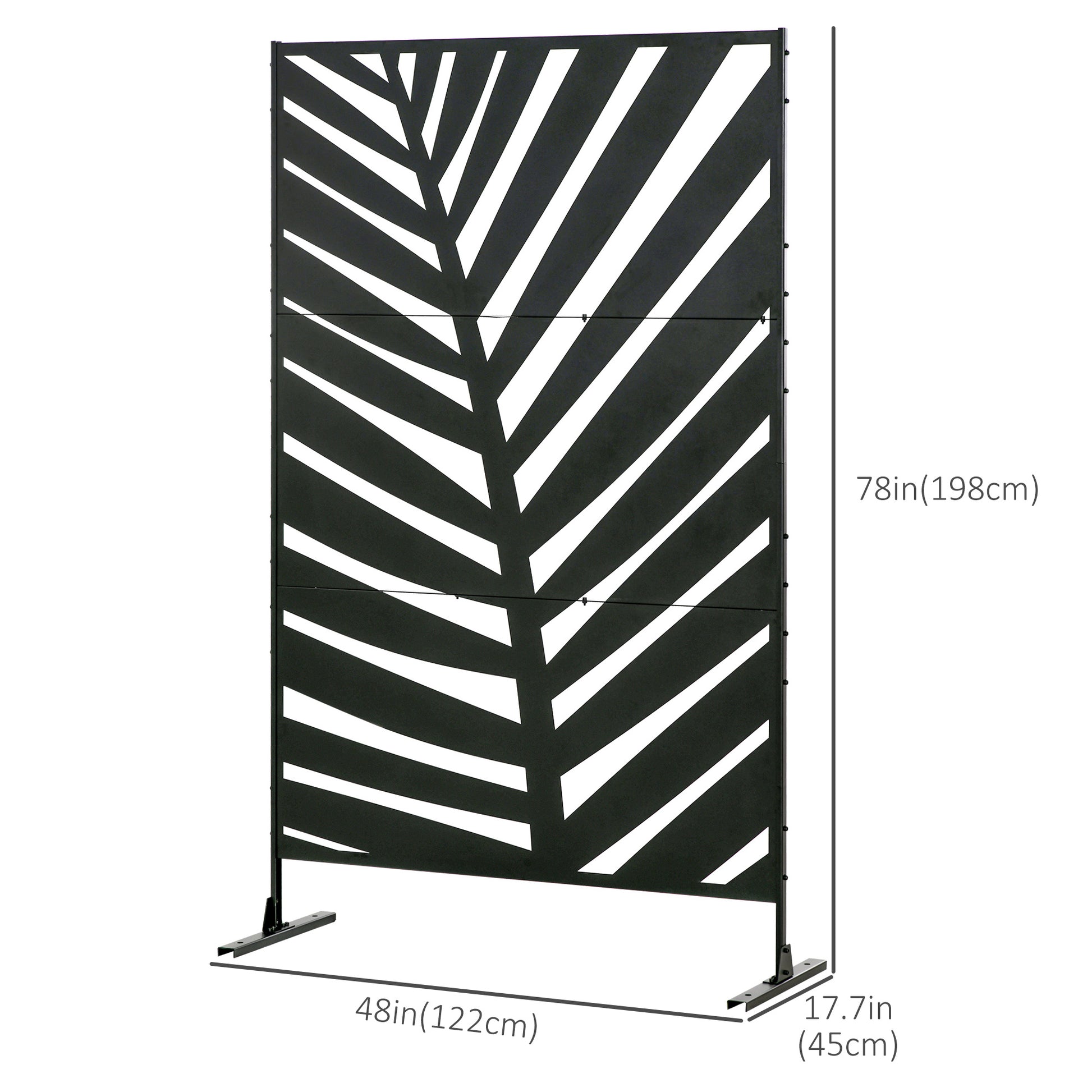 Metal Outdoor Privacy Screen, 48" x 78" H Decorative Outdoor Divider with Stand and Expansion Screws, Freestanding Priva
