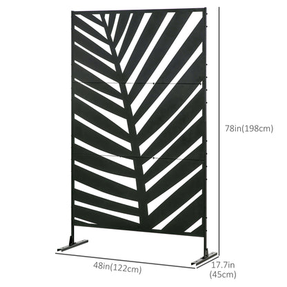 Metal Outdoor Privacy Screen, 48" x 78" H Decorative Outdoor Divider with Stand and Expansion Screws, Freestanding Priva