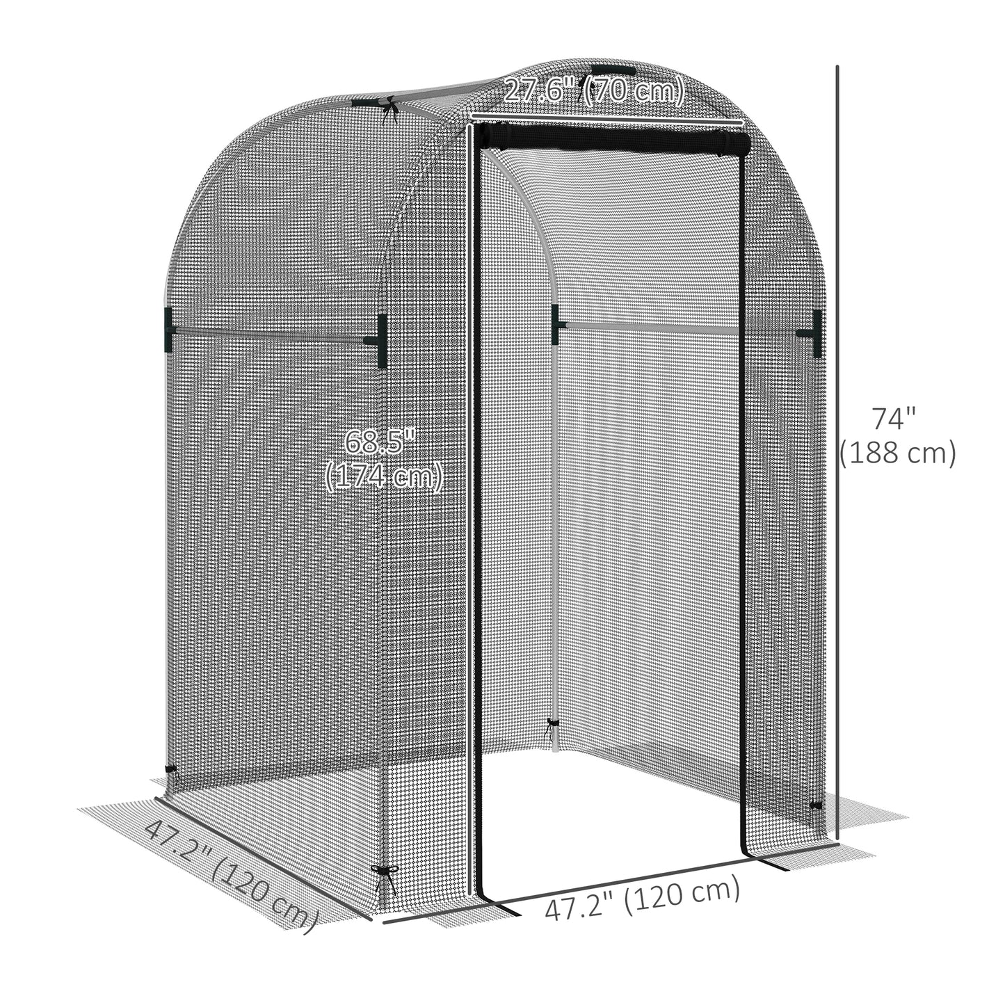 Galvanized Steel Crop Cage, Plant Protection Tent with Zippered Door, 4' x 4', Black