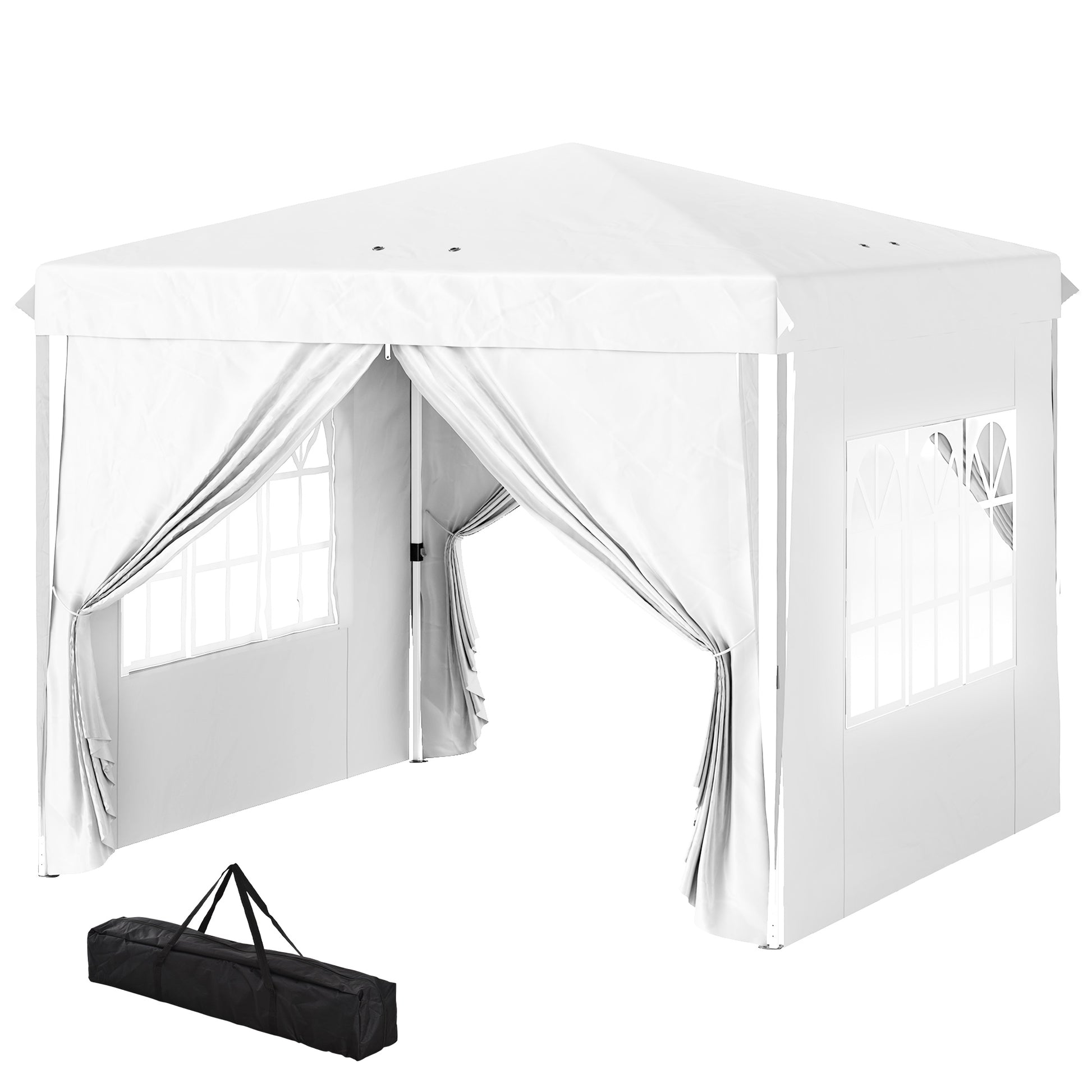 10' x 10' Pop-Up Canopy Tent with Sidewalls, Height-Adjustable, Carry Bag Included, for Outdoor, Garden, Patio, White
