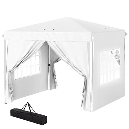 10' x 10' Pop-Up Canopy Tent with Sidewalls, Height-Adjustable, Carry Bag Included, for Outdoor, Garden, Patio, White