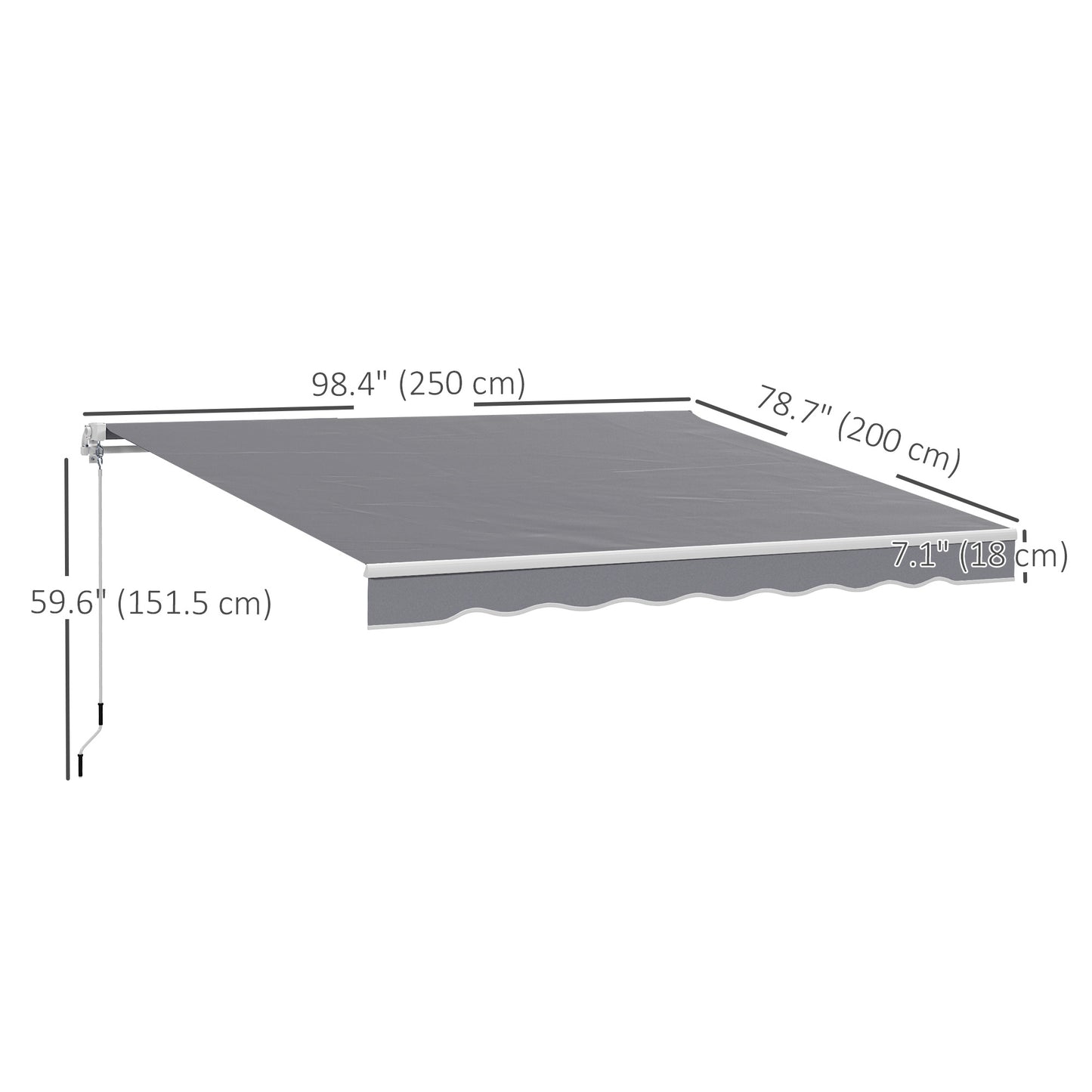 8' x 7' Retractable Awning, Patio Awnings, Sunshade Shelter with 280 g/m² UV & Water-Resistant Fabric, Dark Grey