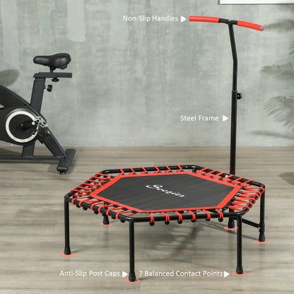 Soozier 45" Rebounder Trampoline for Adult, Quiet Bungee Rebounder with LED Lights and Adjustable Handle, Red