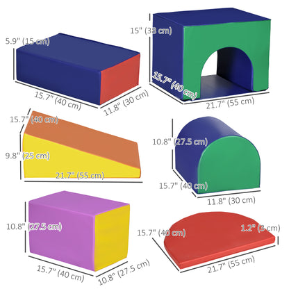 Qaba 7-piece Soft Play, Foam Climbing Blocks for Toddlers, Kids' Educational Climbing Crawling Toys, Kids Foam Play Set 