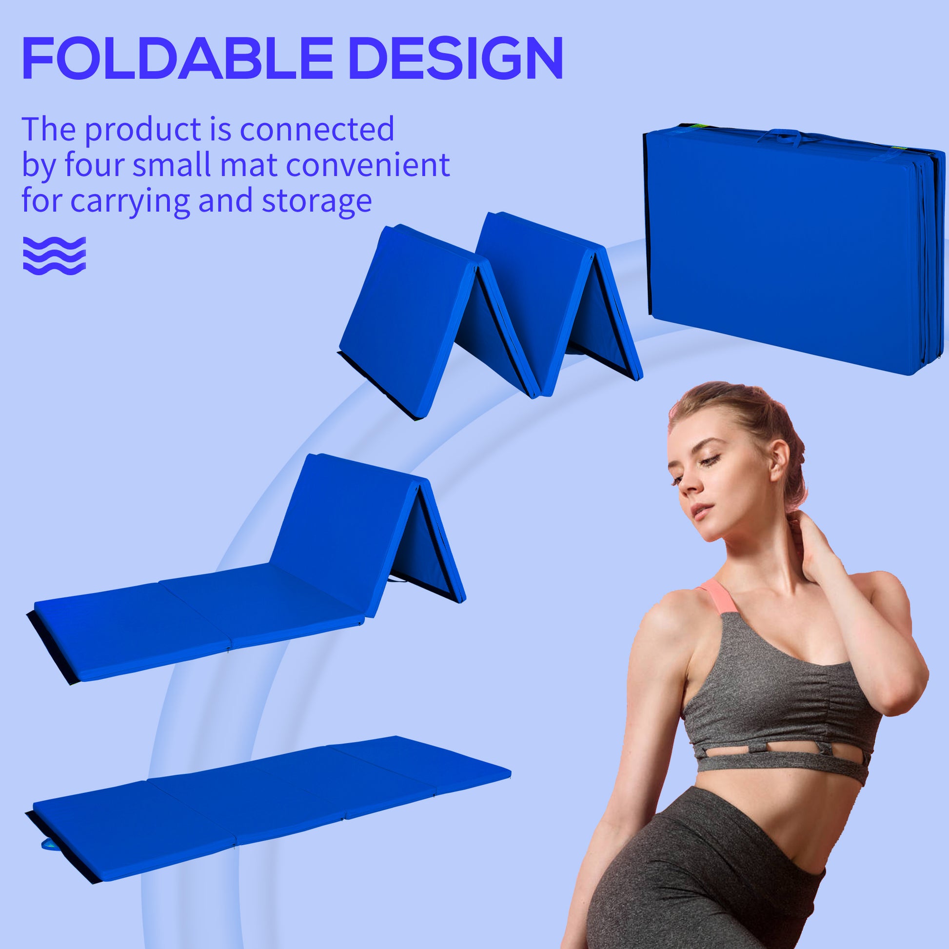 Soozier 4'x10'x2'' Folding Gymnastics Tumbling Mat, Exercise Mat with Carrying Handles for Yoga, MMA, Martial Arts, Dark