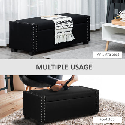 Upholstered Flip Top Storage Bench Fabric Ottoman for Bedroom, Living room, Dark Grey