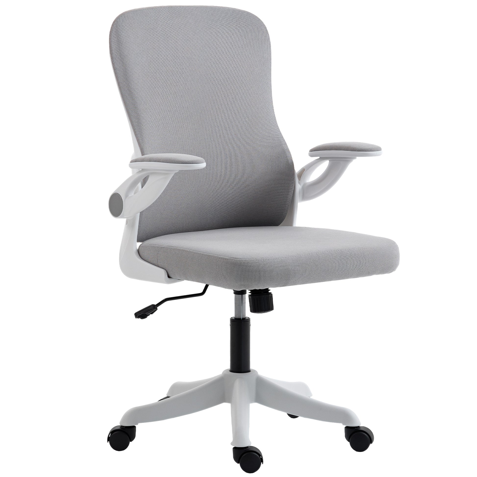 Ergonomic Office Chair, Swivel Desk Chair with Adjustable Lumbar Support and Height, Flip-up Armrests, Wheels, Grey