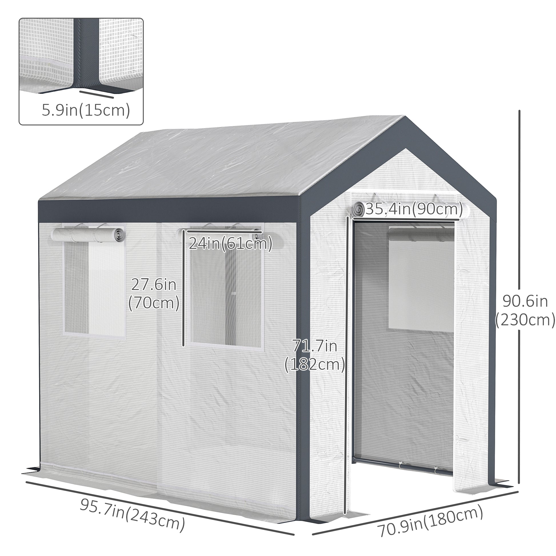 8' x 6' x 7.5' Heavy-duty Walk-in Greenhouse Outdoor Vegetable Plants Growing Warm House Seed Plant Growth Tent Polytunn