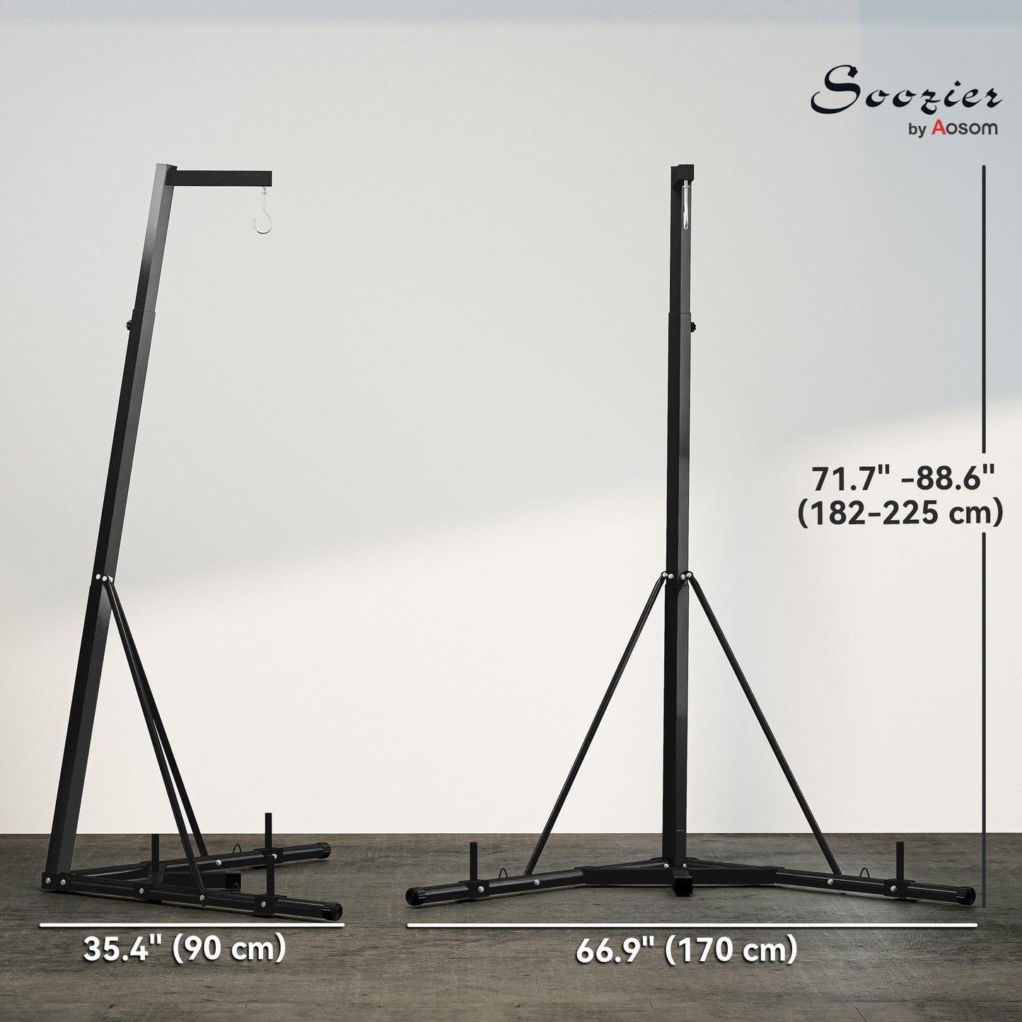 Soozier Foldable Punch Bag Stand, Adjustable Height Heavy Bag Stand with Weighted Base, Freestanding for Home Gym, Stand