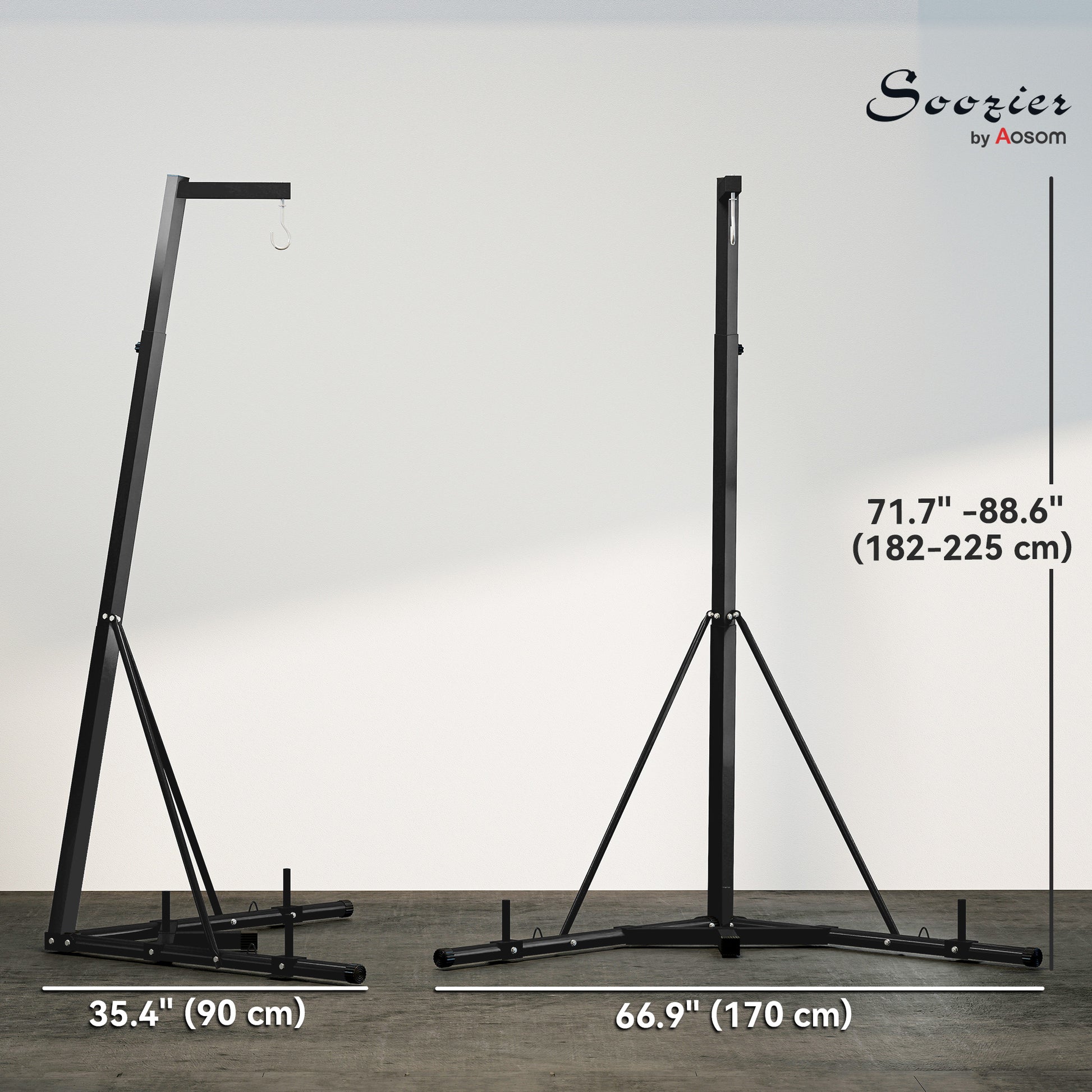 Soozier Foldable Punch Bag Stand, Adjustable Height Heavy Bag Stand with Weighted Base, Freestanding for Home Gym, Stand