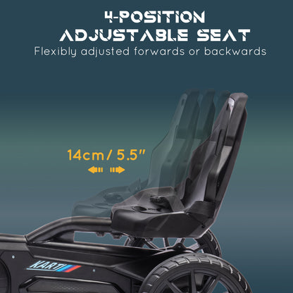 VarietyKart Pedal Go Kart with Adjustable Seat, Forward, Backward, Handbrake, Shock Absorption for 3-8 Years, Black