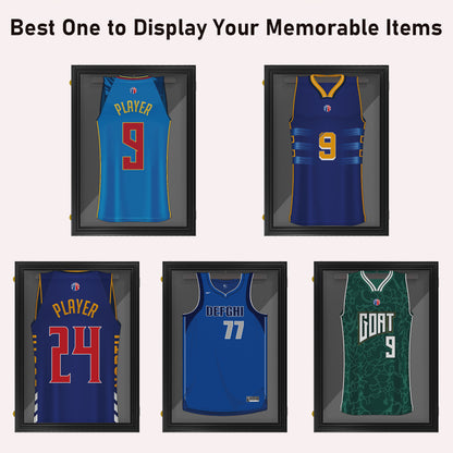 Set of 3 Jersey Display Frame Case, Acrylic Sports Shirt Shadow Box for Basketball Football Baseball, 23.5" x 31.5", Bla