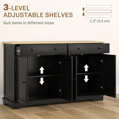 Modern Sideboard, Buffet Cabinet with Storage Drawers, Adjustable Shelves for Living Room, Dining Room, Entryway, Black