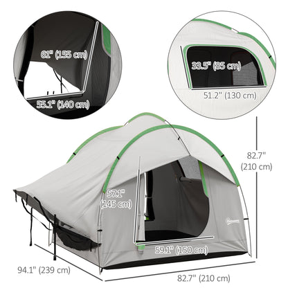 2000mm Waterproof SUV Tent, Car Tent with 3 Doors and Mesh Window, for 5-6 Person Camping Travel, Grey and Green