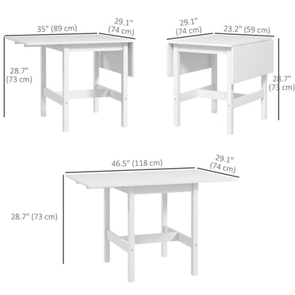Solid Wood Kitchen Table, Farmhouse Drop Leaf Tables for Small Spaces, Folding Dining Table, for Up to 4 People, White