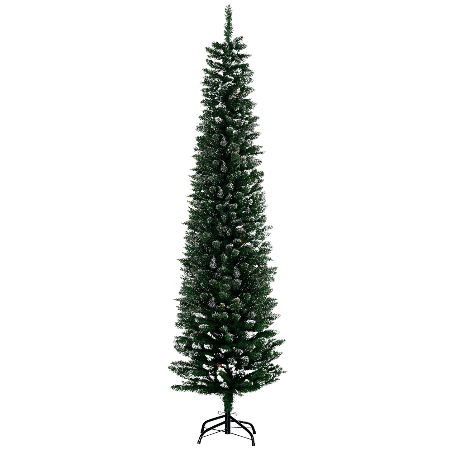 6FT Artificial Snow Dipped Christmas Tree Xmas Pencil Tree Holiday Home Indoor Decoration with Foldable Black Stand, Gre