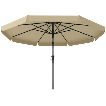 10 ft Patio Umbrella with Push Button Tilt and Crank, Outdoor Market Table Umbrella Parasol, Khaki