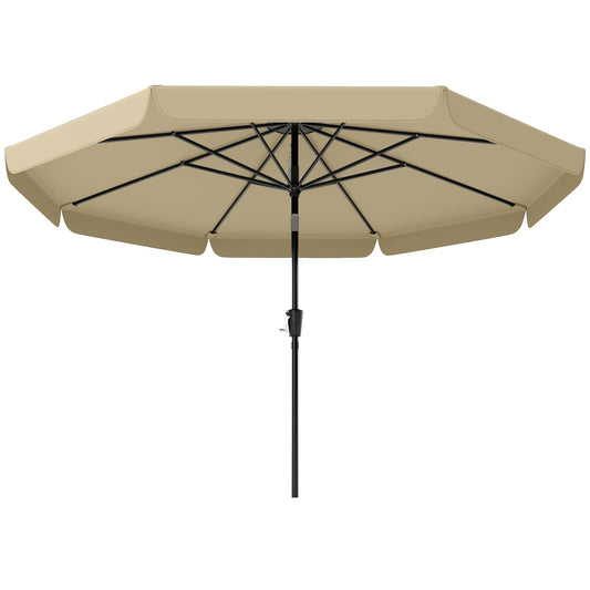 10 ft Patio Umbrella with Push Button Tilt and Crank, Outdoor Market Table Umbrella Parasol, Khaki