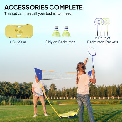 Portable Badminton Net Set with 9.5x5 ft Net, Foldable Badminton Net with 2 Shuttlecocks, 2 Badminton Rackets and 1 Suit