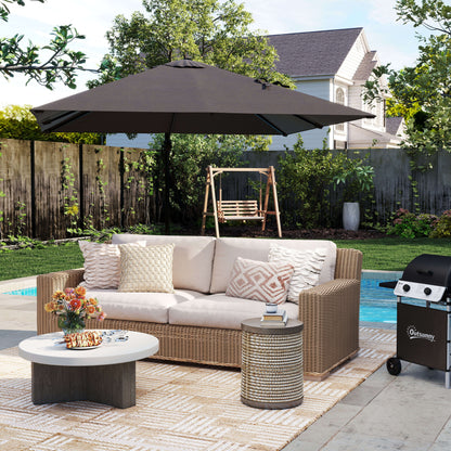 8' x 8' Square Patio Hanging Offset Umbrella with 360° Rotation, Aluminum Outdoor Cantilever Parasol with Crank & Tilt, 