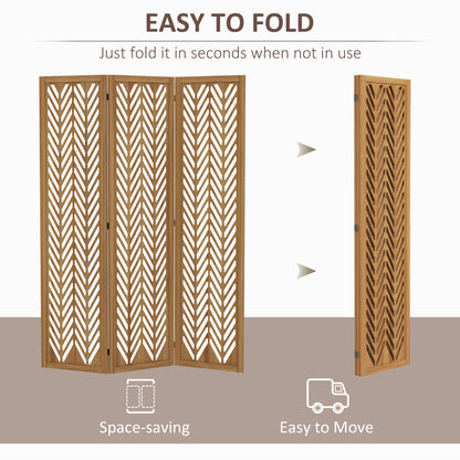 3 Panel Room Divider, 5.6ft Tall Wood Folding Privacy Screens, Freestanding Partition Wall Dividers, Light Brown