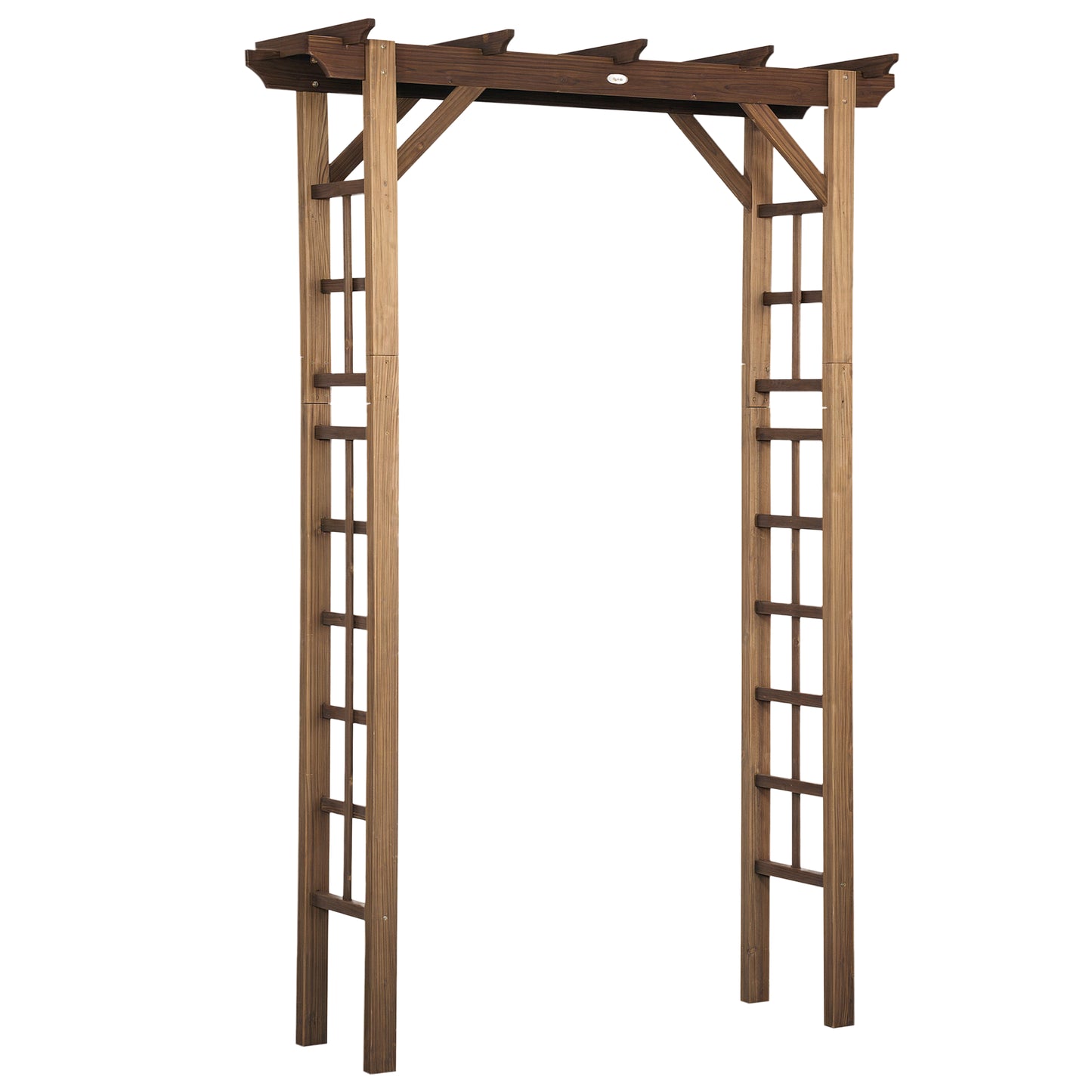85" Wooden Outdoor Garden Arbour, Garden Arch Trellis for Climbing Vines  for Wedding and Ceremony - Carbonized