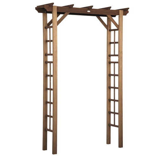 85" Wooden Outdoor Garden Arbour, Garden Arch Trellis for Climbing Vines  for Wedding and Ceremony - Carbonized