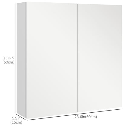 24" x 24" Medicine Cabinet, Wall Mounted Bathroom Mirror Cabinet with Mirrored Doors, Adjustable Shelves and Soft Close 