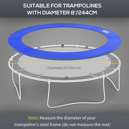 ⌀8ft Trampoline Pad ⌀96" Spring Safety Replacement Gym Bounce Jump Cover EPE Foam, No Holes for Pole, Blue