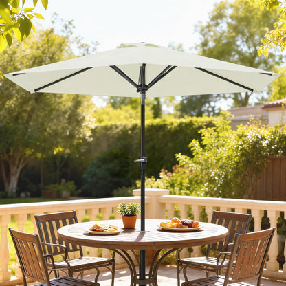 Patio Sun Umbrella, Outdoor Parasol with 6 Ribs, Cream White
