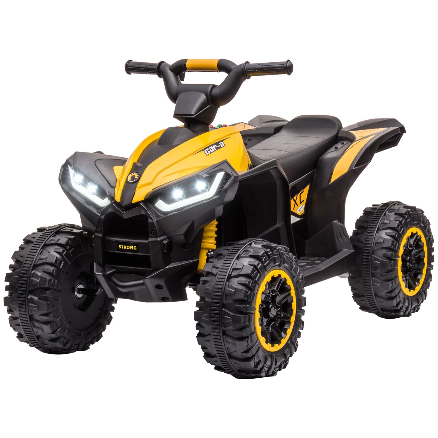 VarietyKart Kids 4 Wheeler Quad with Music, Headlights, High & Low Speed, Kids ATV for 3-5 Years Old Boys & Girl, Yellow