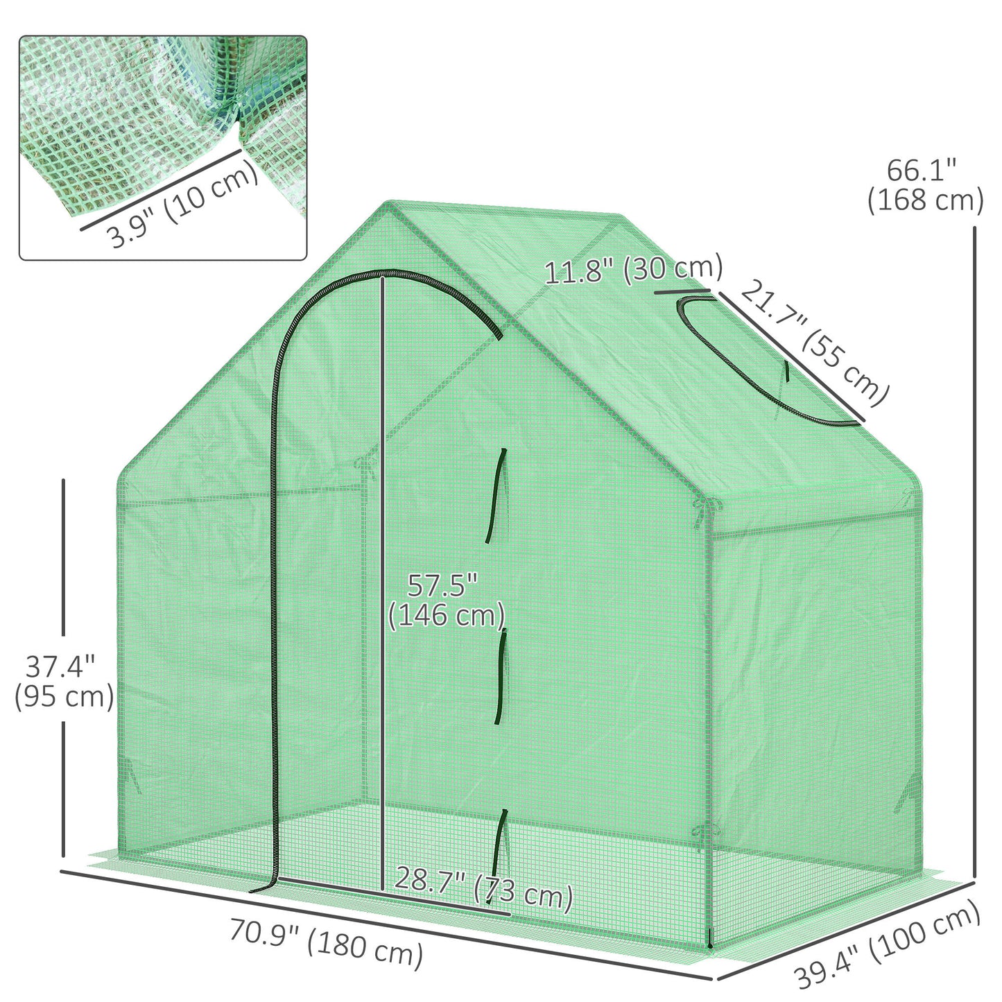 6 x 3.3 x 5.5ft Walk-in Garden Greenhouse with Door & Top Window, Portable Mini Greenhouse for Plants Flowers Herbs Toma