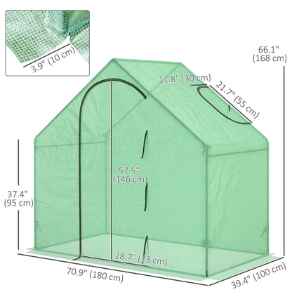 6 x 3.3 x 5.5ft Walk-in Garden Greenhouse with Door & Top Window, Portable Mini Greenhouse for Plants Flowers Herbs Toma