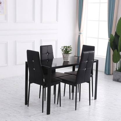 Set of 4 Modern Style Dining Chairs, Button Tufted High Back Side Chairs with Upholstered Seat, Steel Legs for Living Ro