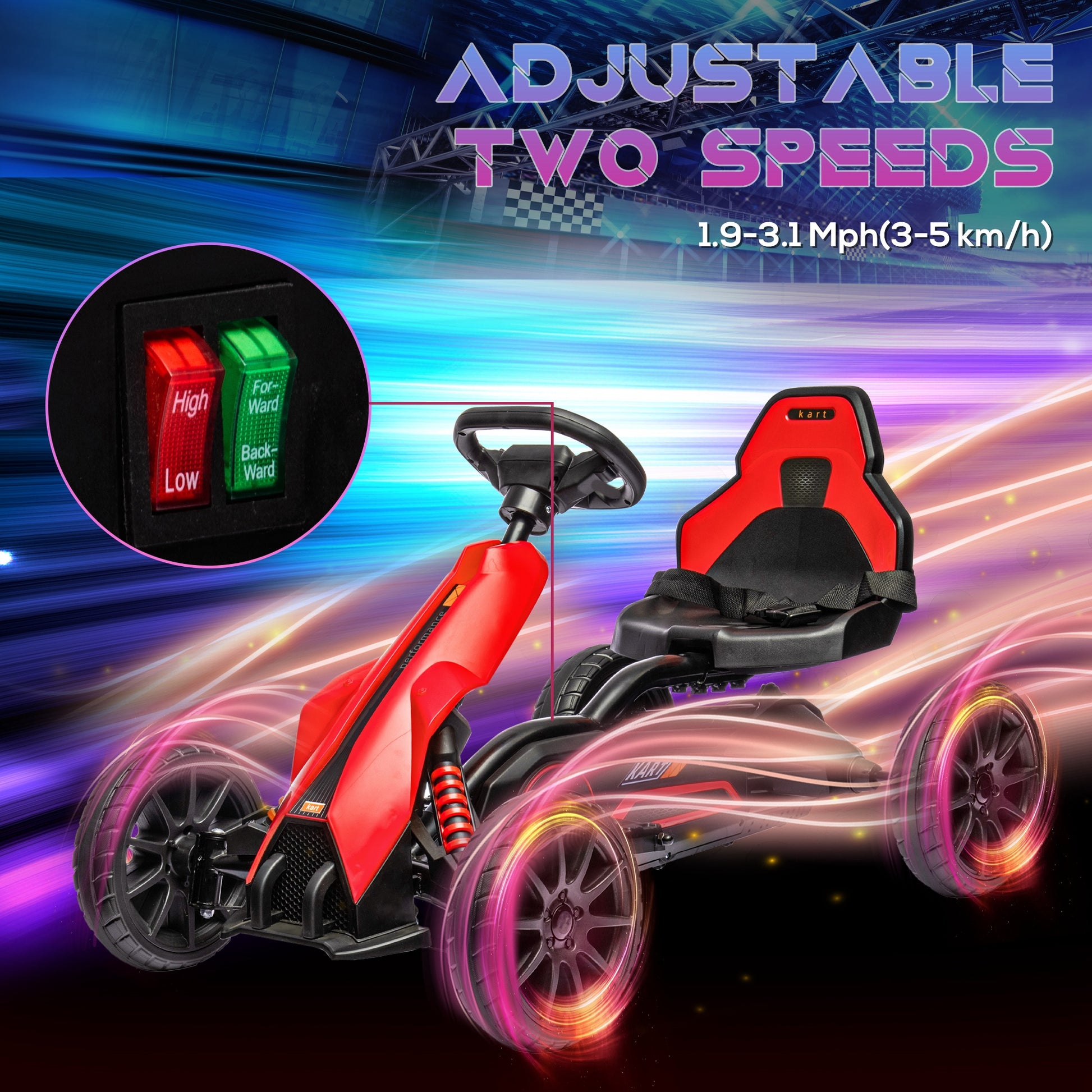 VarietyKart 12V 7AH Electric Go Kart, Outdoor Racer Car for Kids, with Forward Backward, Adjustable Speed, Ages 3-8 Year