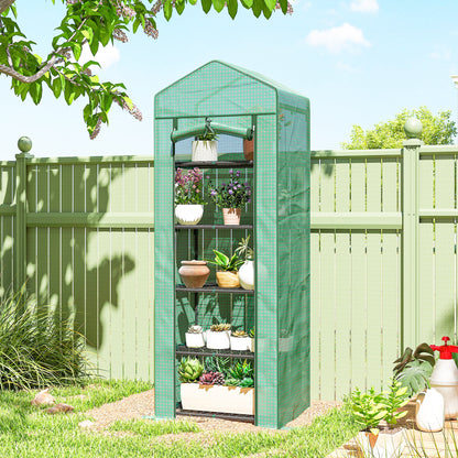 5 Tier Mini Greenhouse, Portable Outdoor Flower Stand with Shelf Clips, Indoor Greenhouse with Steel Frame, Transparent,