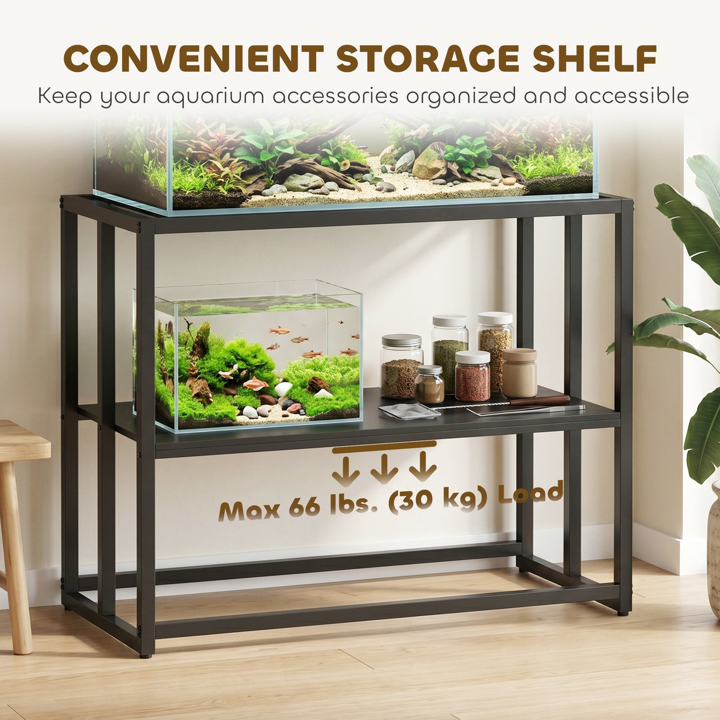 40 Gallon Fish Tank Stand, Heavy Duty Aquarium Stand with Storage Shelf, Adjustable Feet, 36.6" L x 18.5" W x 29.9" H