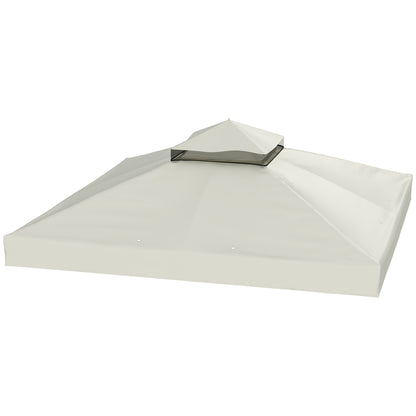 10' x 10' Gazebo Canopy Replacement Cover, 2-Tier Garden Gazebo Roof Replacement, UPF30+, TOP COVER ONLY, Light Grey