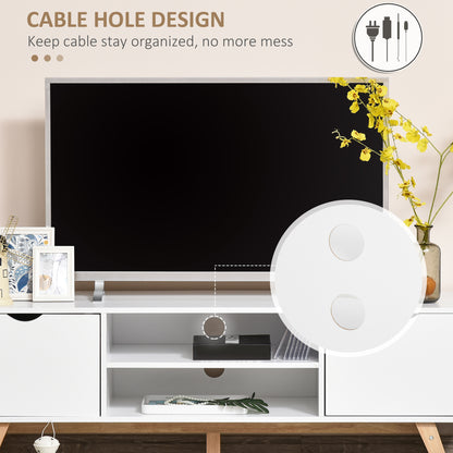 Modern Wooden TV Stand with 2 Storage Cabinet Stand for TV's up to 65" for Living Room Office, Storage Entertainment Cen