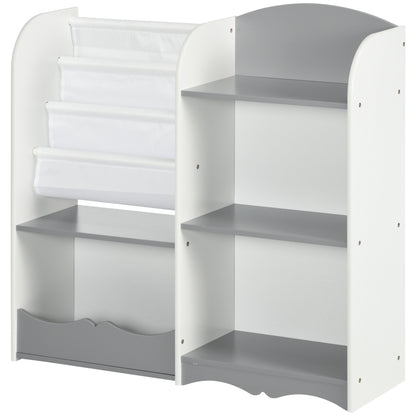 Qaba Kids Toy Storage Organizer Shelf, Children Bookshelf for Bedroom, Playroom, Nursery, Grey