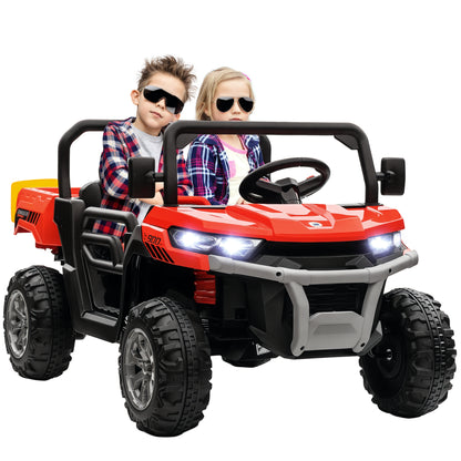 VarietyKart 12V Ride on Car with Electric Bucket, Two-Seater, Shovel, Remote Control, Spring Suspension, Horn, Music, Re