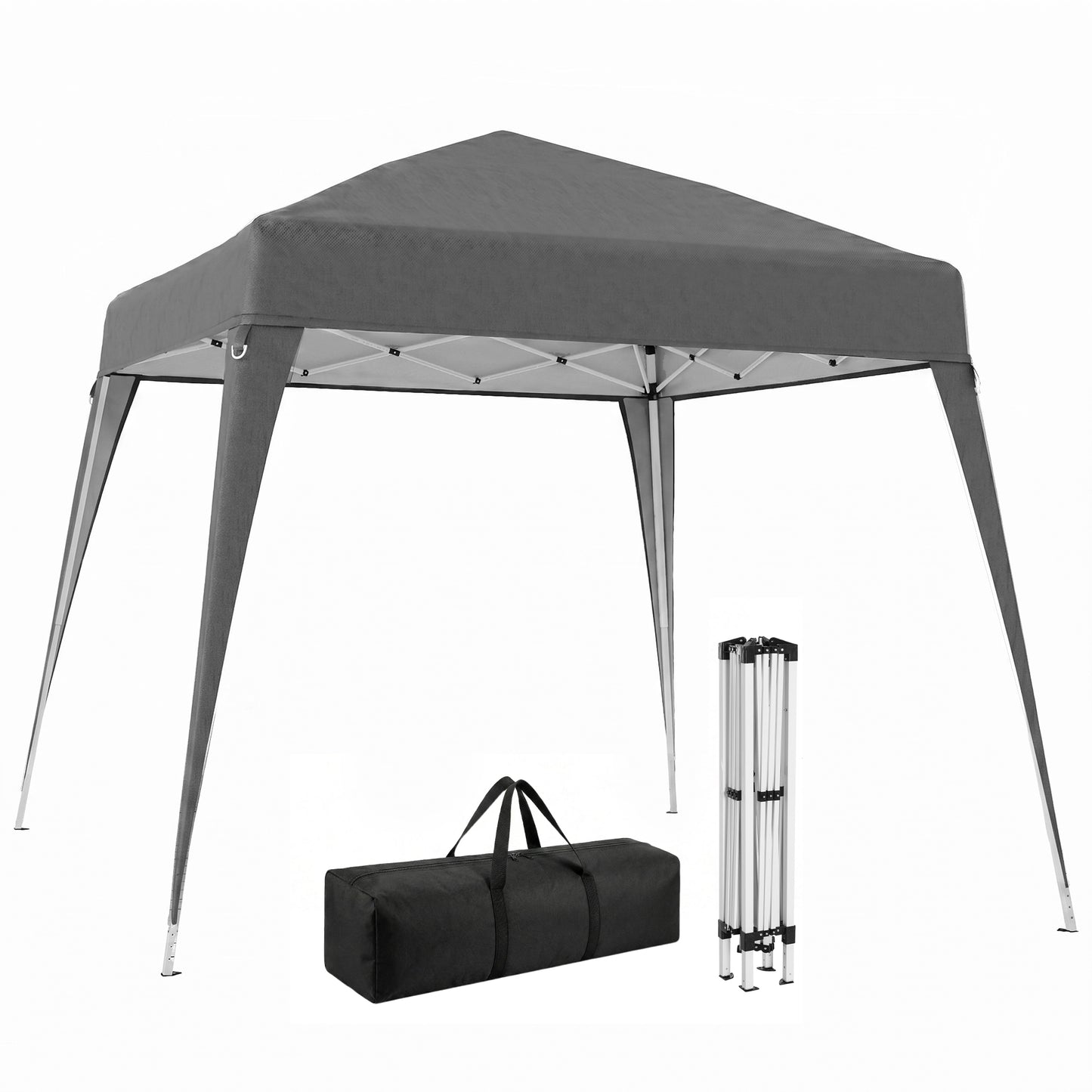 8' x 8' Pop Up Canopy, Outdoor Folding Tent, Portable Party Tent with Carrying Bag for Camping, Party, Picnic, Grey