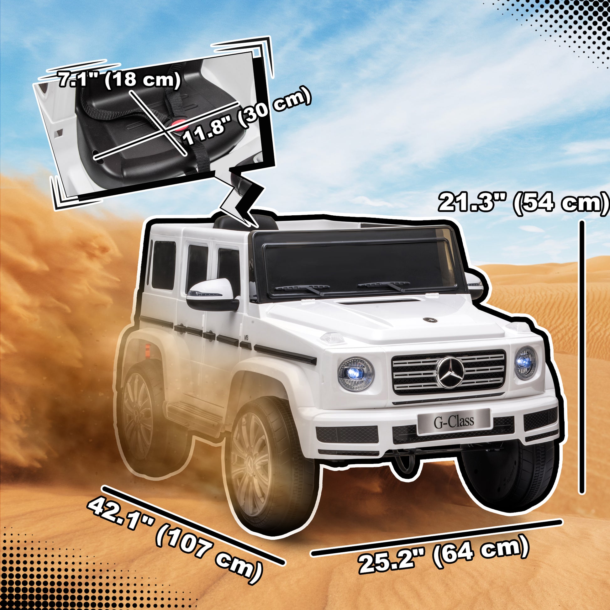 VarietyKart Mercedes Benz G500 Licensed 12V Kids Ride on Car with Remote Control, Music, Lights, MP3 for 37-96 months, W