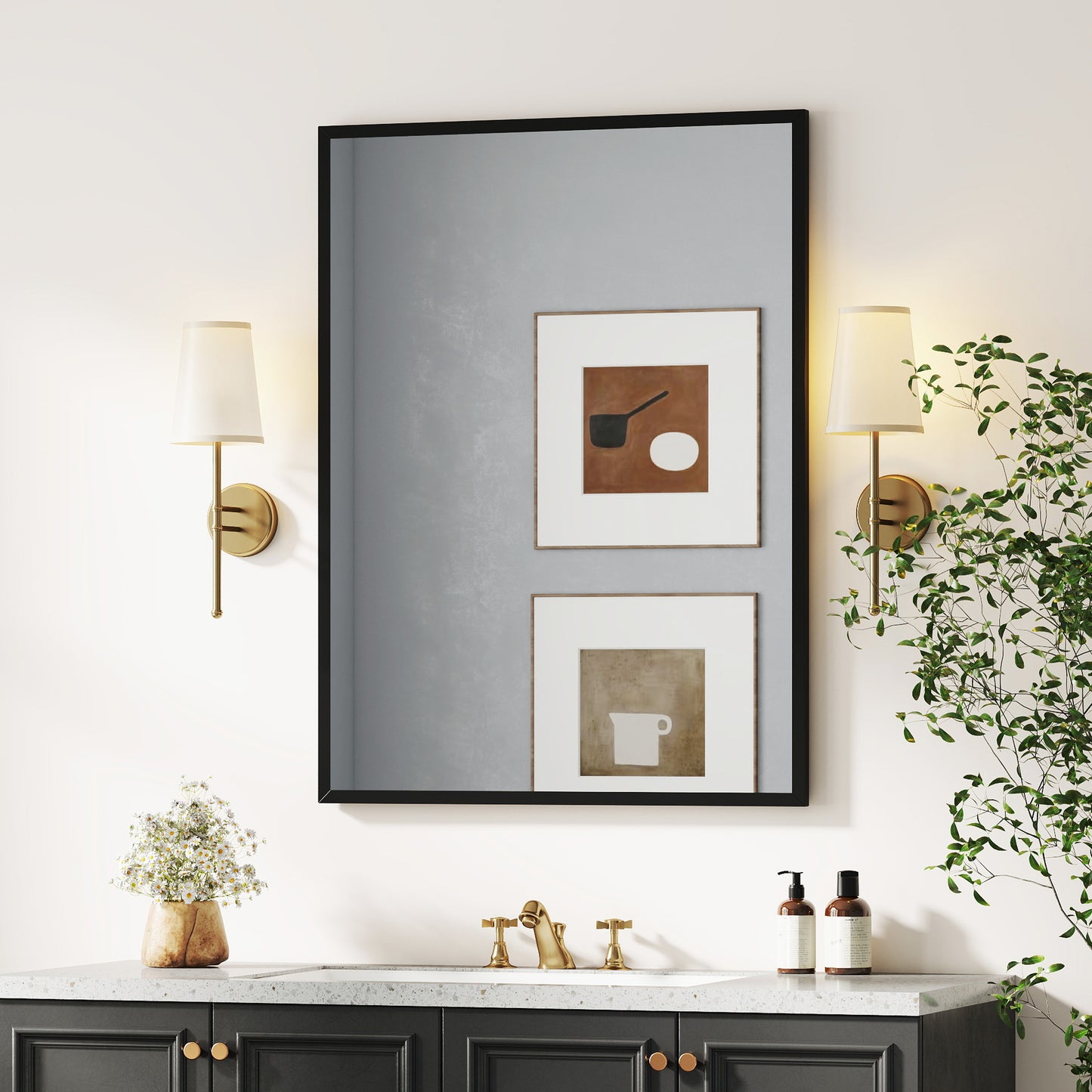 30" x 40" Bathroom Mirror for Wall, Rectangular Mirror for Living Room, Bedroom, Entryway, Black