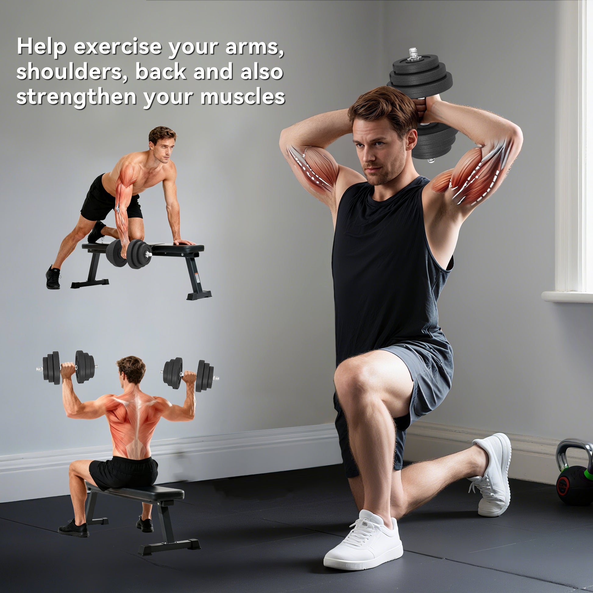 Soozier Adjustable 2 x 44lbs Weight Dumbbell Set for Weight Fitness Training Exercise Fitness Home Gym Equipment, Black 