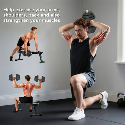Soozier Adjustable 2 x 44lbs Weight Dumbbell Set for Weight Fitness Training Exercise Fitness Home Gym Equipment, Black 