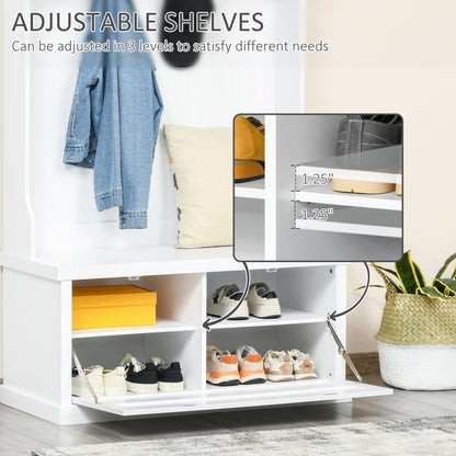 64.5" H Hall Tree with Storage Drawer & Top Shelf, Coat Rack Wooden Entryway Storage Bench Hall Tree Hallway Clothes Bag