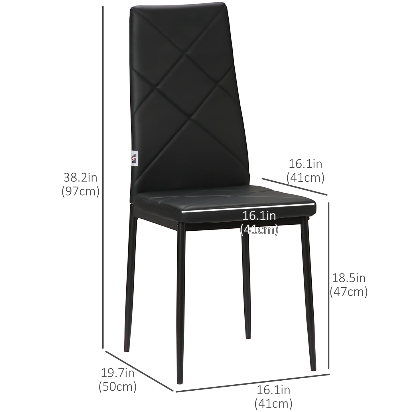 Dining Chairs Set of 4, Modern Accent Chair with High Back, Upholstery Faux Leather and Steel Legs for Living Room, Kitc
