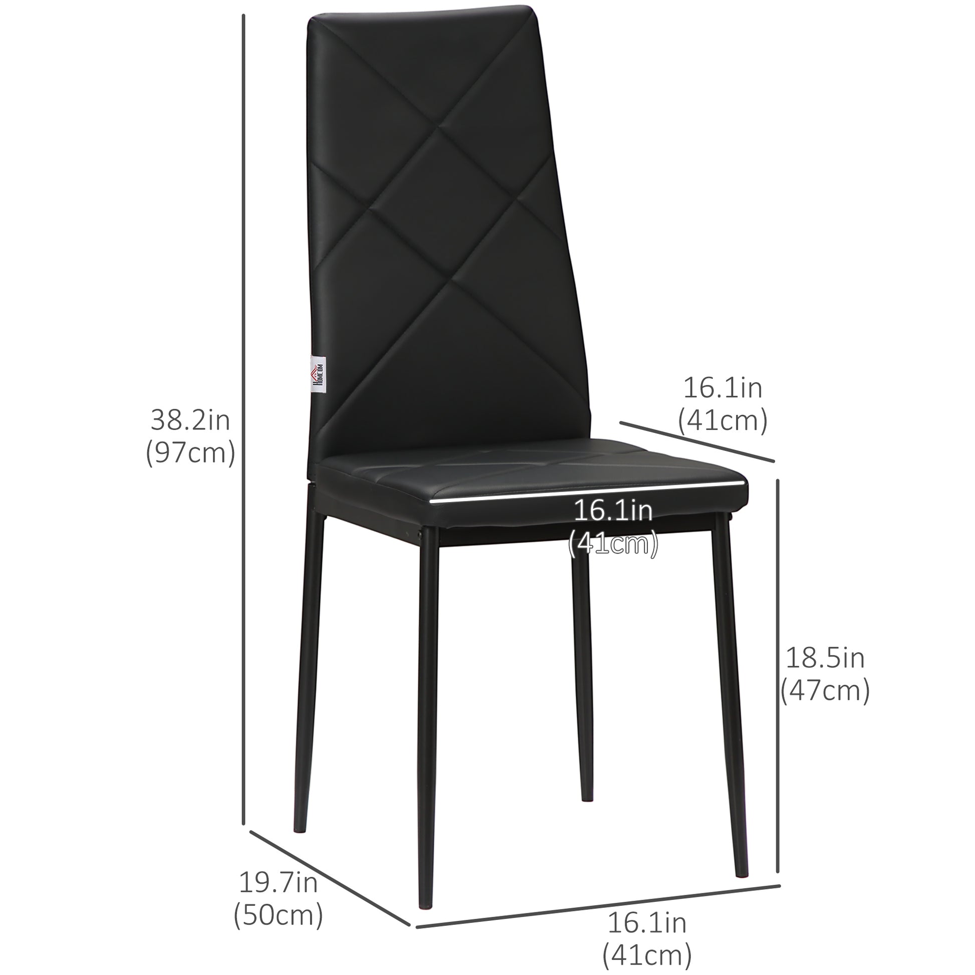 Dining Chairs Set of 4, Modern Accent Chair with High Back, Upholstery Faux Leather and Steel Legs for Living Room, Kitc